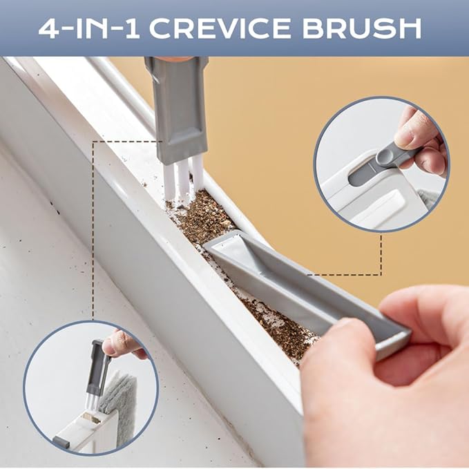 3PCS 3 in 1 Magic Window Track Cleaner, 2026 New Window Track Cleaning Brush Tools Set with 3 Groove Gap Cleaning Brush + 3 Replacement Cloth for Tile Lines/Shutter/Car Vents/Air Conditioner