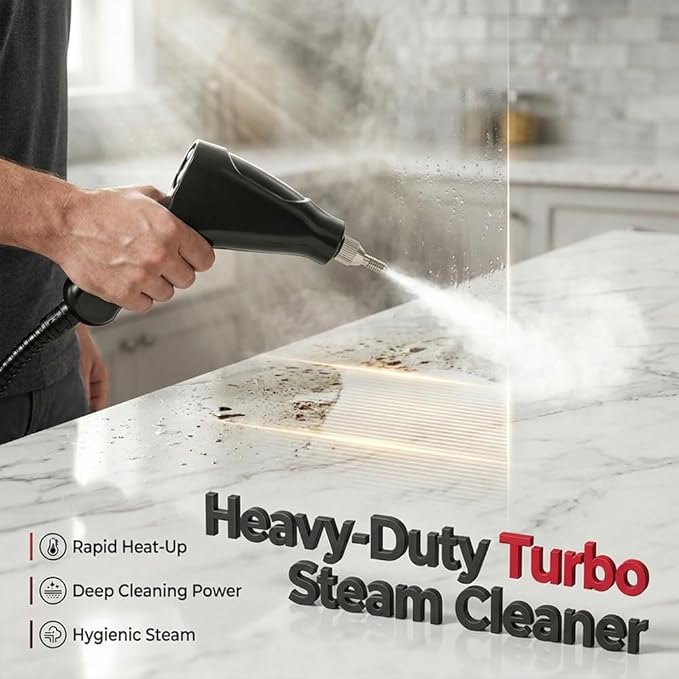 2500W High Pressure Handheld Steam Cleaner + 1.1L Large Capacity Tank + 229°F High Temp Steam for Home Deep Cleaning, Portable Pressurized Steamer for Grout, Tile, Car, Furniture & Kitchen (Red)