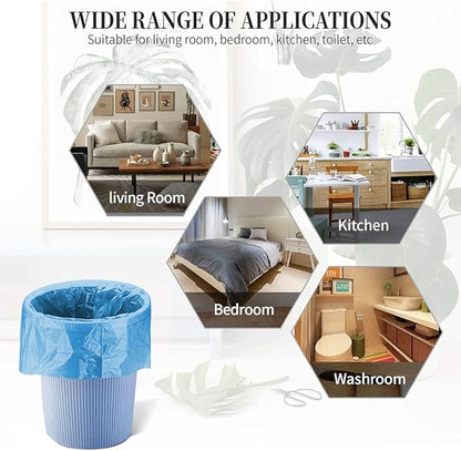 5 Rolls Small Trash Garbage Bags, 4 Gallon Strong Thin Material Disposable Kitchen Garbage Bags, Durable Plastic Trash Bags for Office Home Bedroom Garden Waste Bin, 100 Counts (Blue)