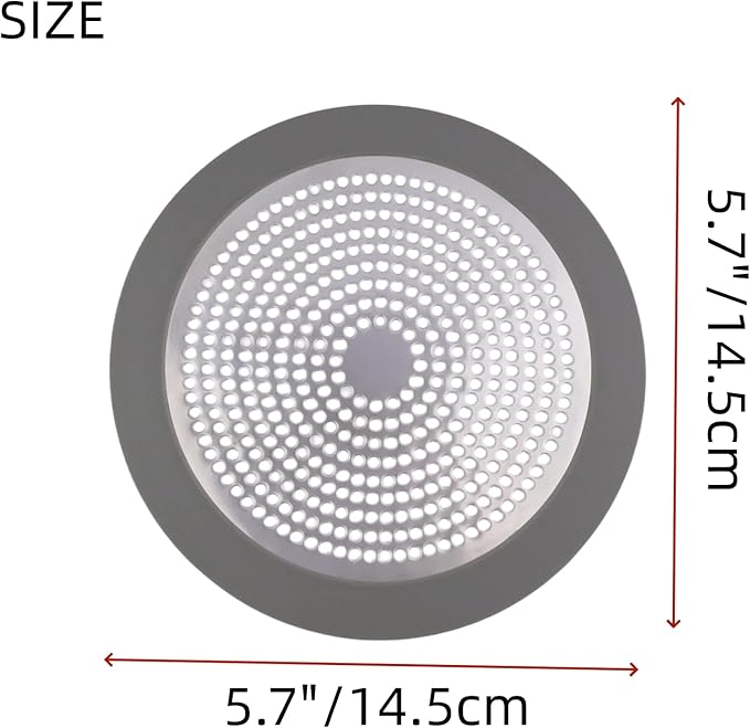 2 Pcs Shower Drain Hair Catcher 5.7"x5.7" Stainless Steel Shower Drain Cover Easy to Clean for Bathroom