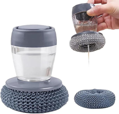 Cleaning Brush Dish Washing Scrubber Soap Dispenser, Replaceable Brush Head Lightweight Efficient, Interchangeable Soap Dispenser for Bowl Sink Cleaning Pot (1 Set+1 Head)