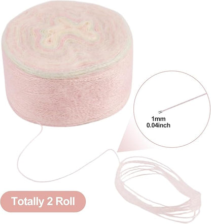 2 Roll Mohair Wool Yarn Soft for Crocheting Knitting Hand Washable Long Wool Yarn DIY Scarf Crochet Thread for Clothes Hats Sweater Scarf Craft Projects (Misty Rose)