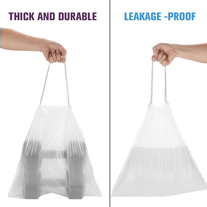 Small Trash Can Bags Bathroom - 1.2 Gallon Drawstring Tiny Garbage Bags Bulk Unscented Strong Mini Size Plastic Wastebasket Bin Liners for Bathroom Toilet Office Bedroom (3 Rolls, 120 Counts)