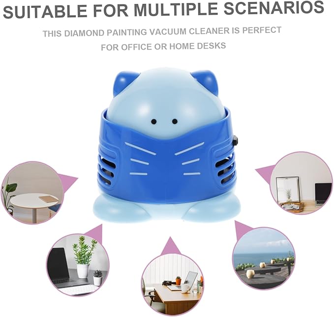 jojofuny Cartoon Desktop Vacuum Cleaner Mini Dust Collector for Crumbs and Dust Efficient Low Noise Portable Table Cleaner for Home Office School and Car Use