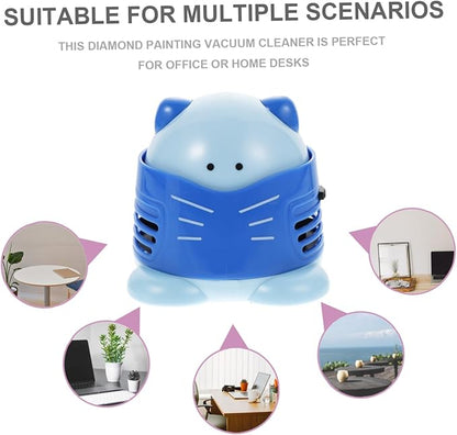 jojofuny Cartoon Desktop Vacuum Cleaner Mini Dust Collector for Crumbs and Dust Efficient Low Noise Portable Table Cleaner for Home Office School and Car Use