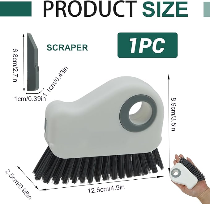 2-in-1 Window Groove Cleaning Brush, Handheld Crevice Cleaner Tool with Dustpan, Sliding Door Track Cleaning Brushes for Keyboard Blind Gap Corner Detail Sweeper Space
