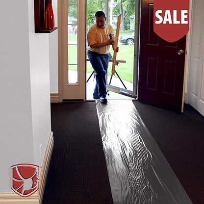 ArmorDillo Xtra-Thick Carpet Protector 17.5" x100' with Free Knife. Only Full 3mil-3ply, Only 'Easy Start Only 100% US Made. Strongest Durable Carpet Cover, Self-Adhesive