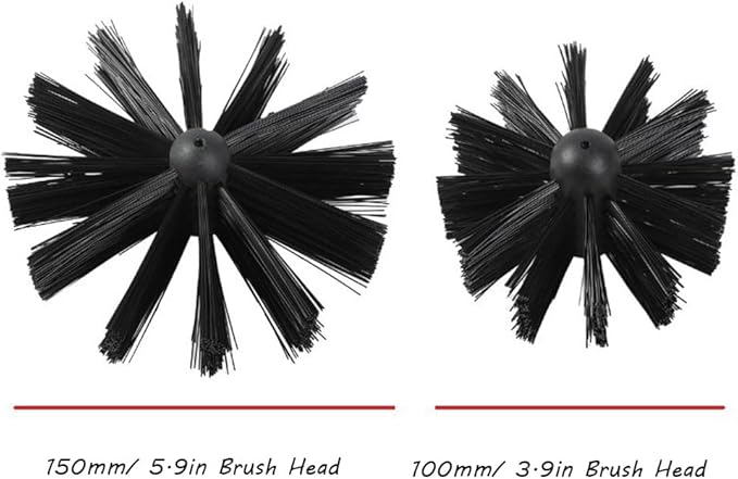 Chimney Washing Brushes Fireplace Cleaning Supplies 5.9in and 3.9in Brush Heads 5/16 Screw Thread Dryer Vent Cleaner Kit Attachment