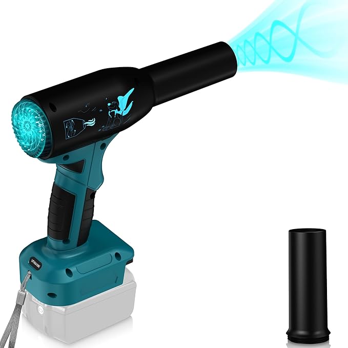 Cordless Leaf Blower for Makita 18V Battery, Electric Leaf Blower with 90000RPM 3-Speed Mode, Handle Electric Blower for Blowing Leaves, Car Seats, Yard, Cleaning Keyboards (Tool Only)