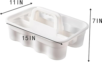 Matthew 3 Pack Large Plastic Tote Tool & Deluxe Supply Cleaning Caddy with Handle Portable Shower Basket Storage Caddy for Cleaning Products,Take-Out Drink,Bathrooms - White