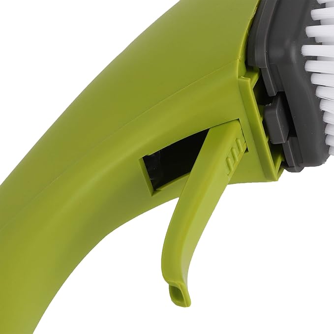 Zerodis Brushes Long Handle Scrub Brush Soap Dispening Tool Suitable for Sinks Countertops Grout Lines Pan Dish Washing Pot Brush with Pot (Green)