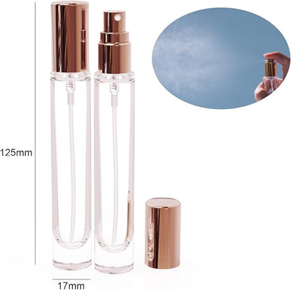 5 Pack of 10ML Portable Perfume Travel Refillable, Glass Perfume Bottle Set, Empty Atomizer Sprayer for Perfume Cologne Dispenser, Sample Perfume Bottles with Refill Tool