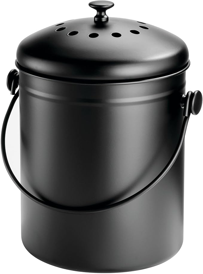iDesign 1.3 Gallon Compost Bin with Double Filtration System - Matte Black