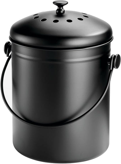 iDesign 1.3 Gallon Compost Bin with Double Filtration System - Matte Black