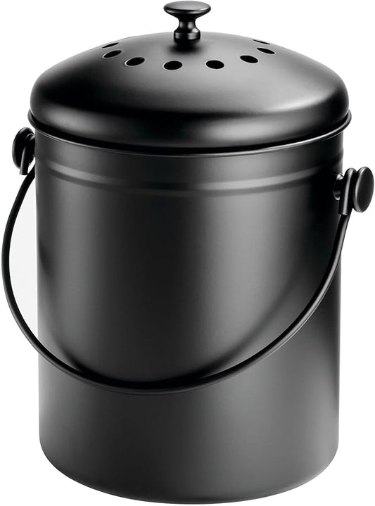 iDesign 1.3 Gallon Compost Bin with Double Filtration System - Matte Black