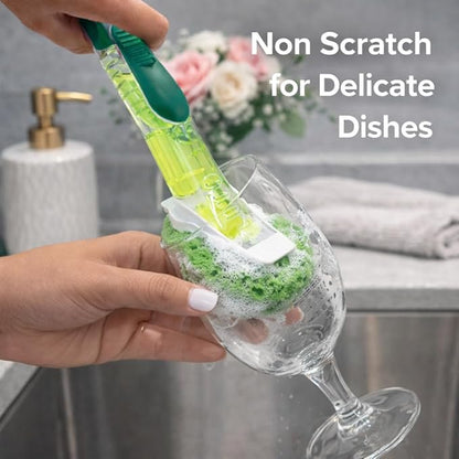 Libman 1131 Gentle Touch Dish Wand Refills, Non-Scratch Cellulose Sponge Heads with Scraper, Fits Libman #1130 Foaming Dish Wand, Made in USA, 12 Refills Total
