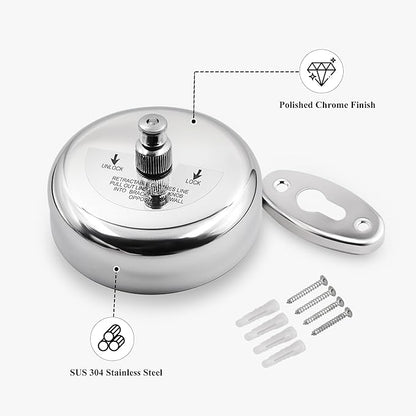 Retractable Clothesline,Stainless Steel Clothing Line Dryer Wall Mounted for Shower Room Bathroom Laundry (Sliver)