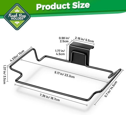 Trash Bag Holder,2 Pack Trash Bag Holder for Cabinet Door and Cupboards,Stainless Steel,Black,Plastic Bag Holder under Sink,Use for Kitchen,Bathroom,Camper,Rv