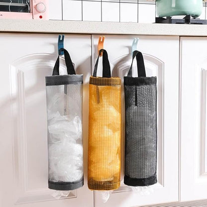 TOGETRUE Plastic Bag Holder, Mesh Grocery Bag Holder Hanging Storage Bag Dispenser (Grey 2 Packs)
