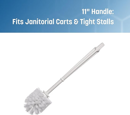 Sparta Flo-Pac Toilet Bowl Brush, 48 Pack for Commercial Restrooms, Heavy Duty Toilet Brush with Plastic Handle for Bathrooms, 11 Inches, White (Pack of 24)