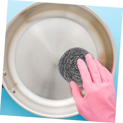 Happyyami 6Pcs Metal Scrubber Pot Cleaning Balls for Heavy Duty Grease Dirt Removal for Kitchen Outdoor Cleaning Tasks
