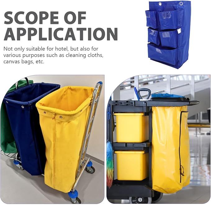 Cleaning Janitorial Cart Bag: Housekeeping Pushcart Garbage Storage Bag Replacement Cleaning Supplies Organizer for Trash Collection Blue