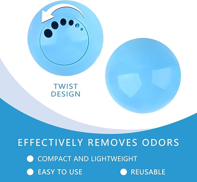 Knixmax Shoe Deodorizer Balls, Odor Eater Ball for Sneakers Boots Mules, Air Fresheners for Gym Gear Bags Lockers, Fresh Linen scent, Pack of 6, Blue