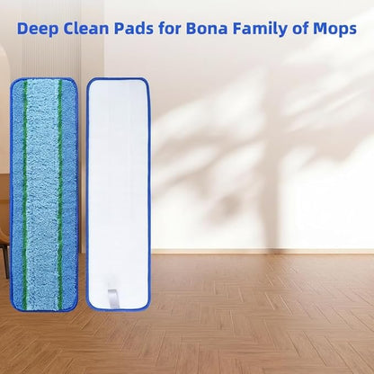 6 Pack Deep Clean Pads for Bona Family of Mops, Washable & Reusable Microfiber Cleaning Pad for Hardwood and Multi-Surface