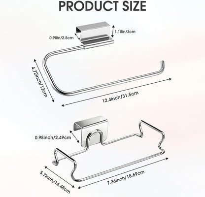 1 PCS Stainless Steel Under Cabinet Paper Towel Holder and 1 PCS Trash Bag Holder
