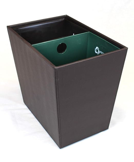 Dual Chamber Recycling & Trash Waste Bin 14.5" x 9" x 12" 22.5 Quarts (Cordoba Brown)