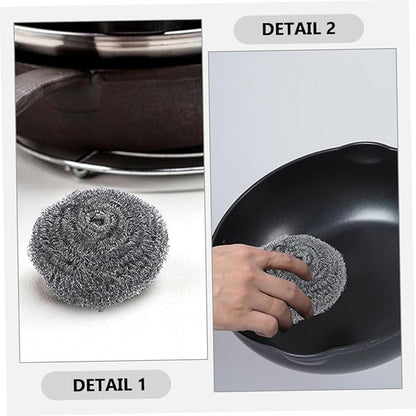 Cabilock 20pcs Pan Cleaning Scrubbers Metal Scrubber Balls for Pot Grill and Oven Cleaning Non-Shedding Kitchen Tool