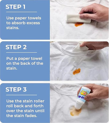 Emergency Stain Removing Pens - Portable Stain Remover,Stain Remover Pen for Clothes and Fabric,to Go Instant Stain Removal Stick, 50ml,Roll Bead Design (2pcs)