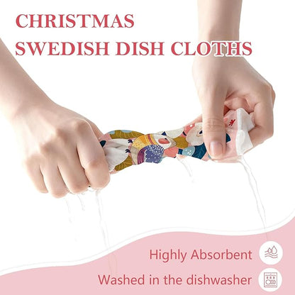 Mixed Retro Bird Swedish Kitchen Dishcloths Dish Towels 6 Pack, Bird Dish Towels for Kitchen, Swedish Dishcloth with Flower, Paper Towels Reusable, Dish Cloth Towel Cleaning Wipe for Home Party