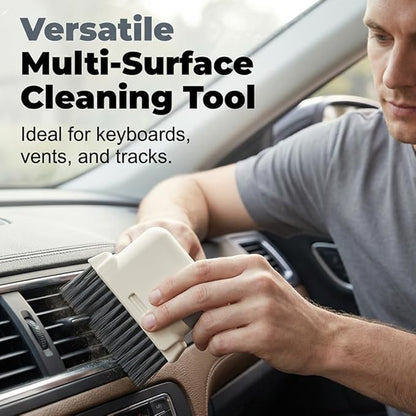 3 in 1 Groove Cleaning Brush, 2026 New Window Track Cleaning Tool with Hard Bristles and Hidden Scraper, Multifunctional Crevice Brush for Sliding Door Track, Window Seal, Sill, Kitchen (2pcs)