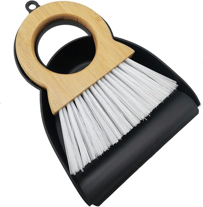 Mini Broom and Dustpan for Housekeeping,Wooden Handle Small Broom and Dustpan Set Combination Mini Desktop Sweep, Keyboard Cleaning Brush with Shovel Brush, Small Hair Sweeping Broom