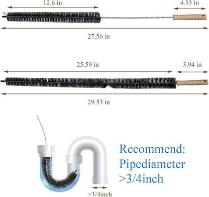 2 Pack Dryer Vent Cleaner Kit - Long Flexible Lint Brush for Dryer Vents, Refrigerator Coils, and Radiators - Household Cleaning Supplies (2, Short Brush)
