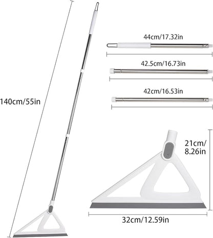 Multifunction Silicone Broom，Squeegee Broom Sweeping Water and Pet Hair，Rubber Broom Sweeper for Floor Bathroom Kitchen Shower，Rugs，Glass Windows（White）