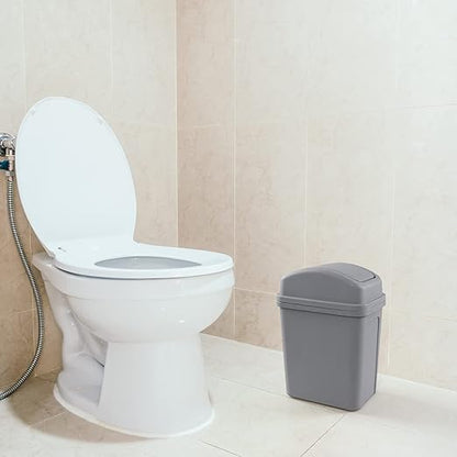 2 Gallon Small Swing Lid Trash Can, Swing-Top Garbage Can, Gray