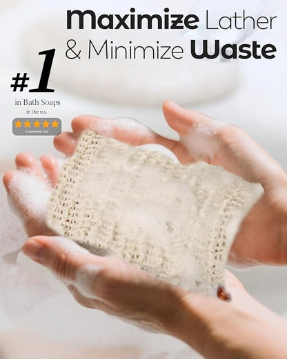 100 Pcs Soap Bags with Drawstring, 5.3'' x 3.7'' Natural Soap Savers for Bar Soap Exfoliating Sisal Mesh Soap Bags for Soap Bars, Scrubbing & Massaging Shower Pouches for Men & Women