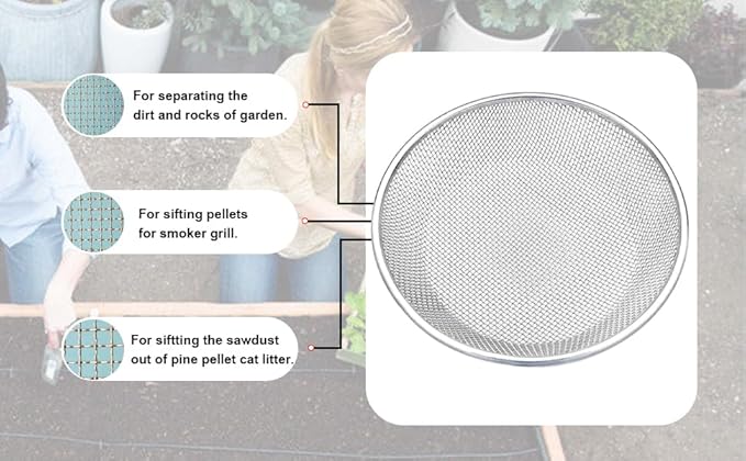1/8 Inch Soil Sifter for Gardening, Rock Sifter for 5 Gallon Bucket,Compost Sifter Dirt Sifter,Captures Dirt Rocks Sawdust