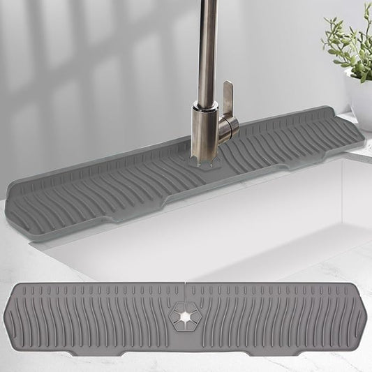 Kitchen Sink Splash Guard 29.7 X 5.7 In, Large Size Kitchen Sink Splash Guard, Silicone Sink Faucet Drying Mat, Faucet Mat Splash Catcher, Multipurpose For Kitchen Sink, Bathroom (Gray)