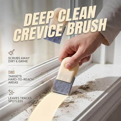 Magic Window Track Cleaner, Window Track Cleaner, Multi-Purpose Groove Gap Cleaning Brush, Ergonomic Clean Tool for Window Sill, Car Vent and Home Narrow Corner Cleaning (3pcs Cream Color)