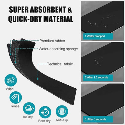 Customizable Kitchen Sink Faucet Mat: 24"Lx5.5"W Absorbent Sink Edge Protector & Bathroom Counter Protector - Quick Drying Splash Guard Cut to Fit 2, 3, 4 Holes Faucet, Soap Dispenser & Irregular Sink