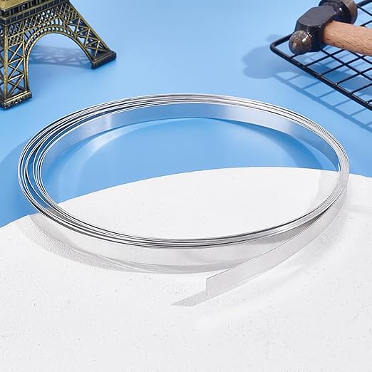 PandaHall Aluminium Metal Foil Sheet Roll 1060 Grade 0.5mm 0.4 Inch x 16.4Ft High Purity Aluminum Flashing Roll, Metal Strips Bendable Aluminium Strip Wire for Jewelry Making