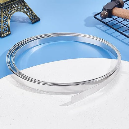 PandaHall Aluminium Metal Foil Sheet Roll 1060 Grade 0.5mm 0.4 Inch x 16.4Ft High Purity Aluminum Flashing Roll, Metal Strips Bendable Aluminium Strip Wire for Jewelry Making