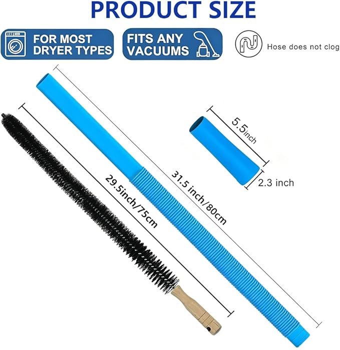 Dryer Vent Cleaner Kit Dryer Lint Vac Vacuum Hose Attachment Cleaning Hose Lint Trap Cleaning Tool and Brush 2 pieces