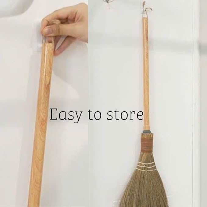 BMart Home Small Natural Whisk Sweeping Hand Handle Broom - Vietnamese Straw Soft Broom for Cleaning - Decoration Items - Indoor - Outdoor - 9.84'' Width, 27.95" Length