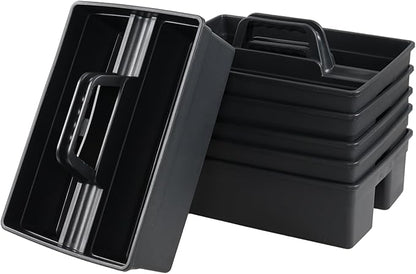 Morcte 6 Pack Plastic Cleaning Supply Caddy, Cleaning Carry Caddy Organizer with Handle, Gray
