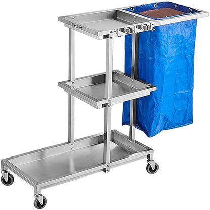 Janitorial Cart on Wheels - Broom and Mop Holder, Cleaning Supplies Organizer for Housekeeping, Storage Tools for Garage, Garden, Closet, and Cabinet