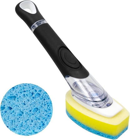 CELOX Dish Sponge with Handle for Pot Pan Sink Cleaning, Soap Dispensing Dish Sponge